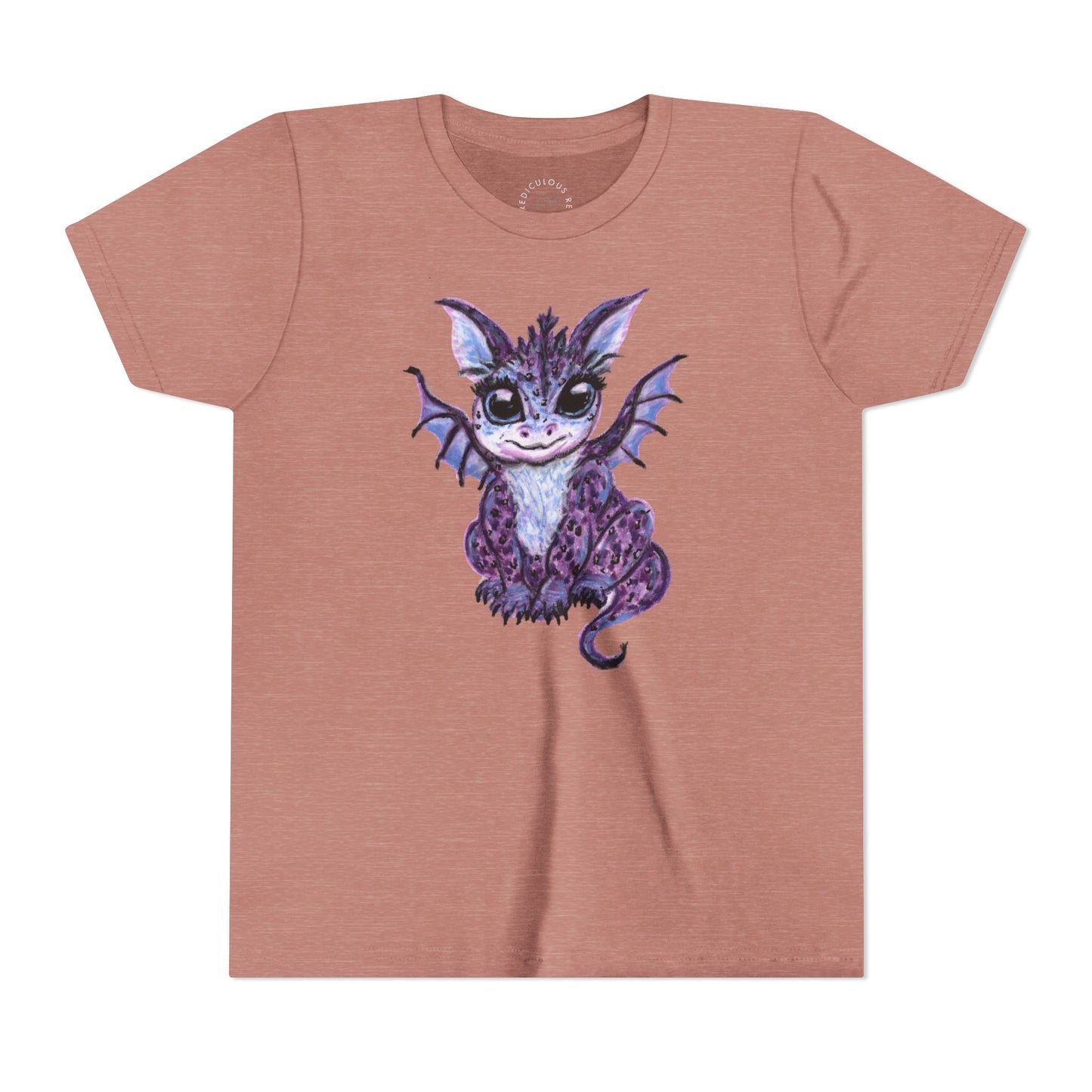 Youth Tee — Cute Purple Baby Dragon Illustration Kids Shirt