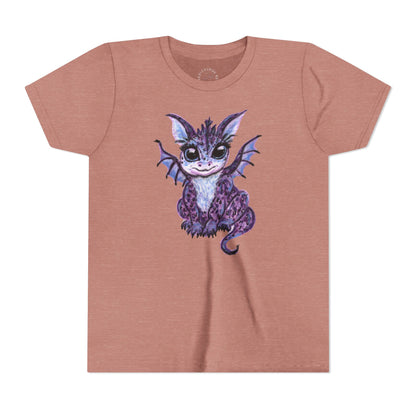 Youth Tee — Cute Purple Baby Dragon Illustration Kids Shirt