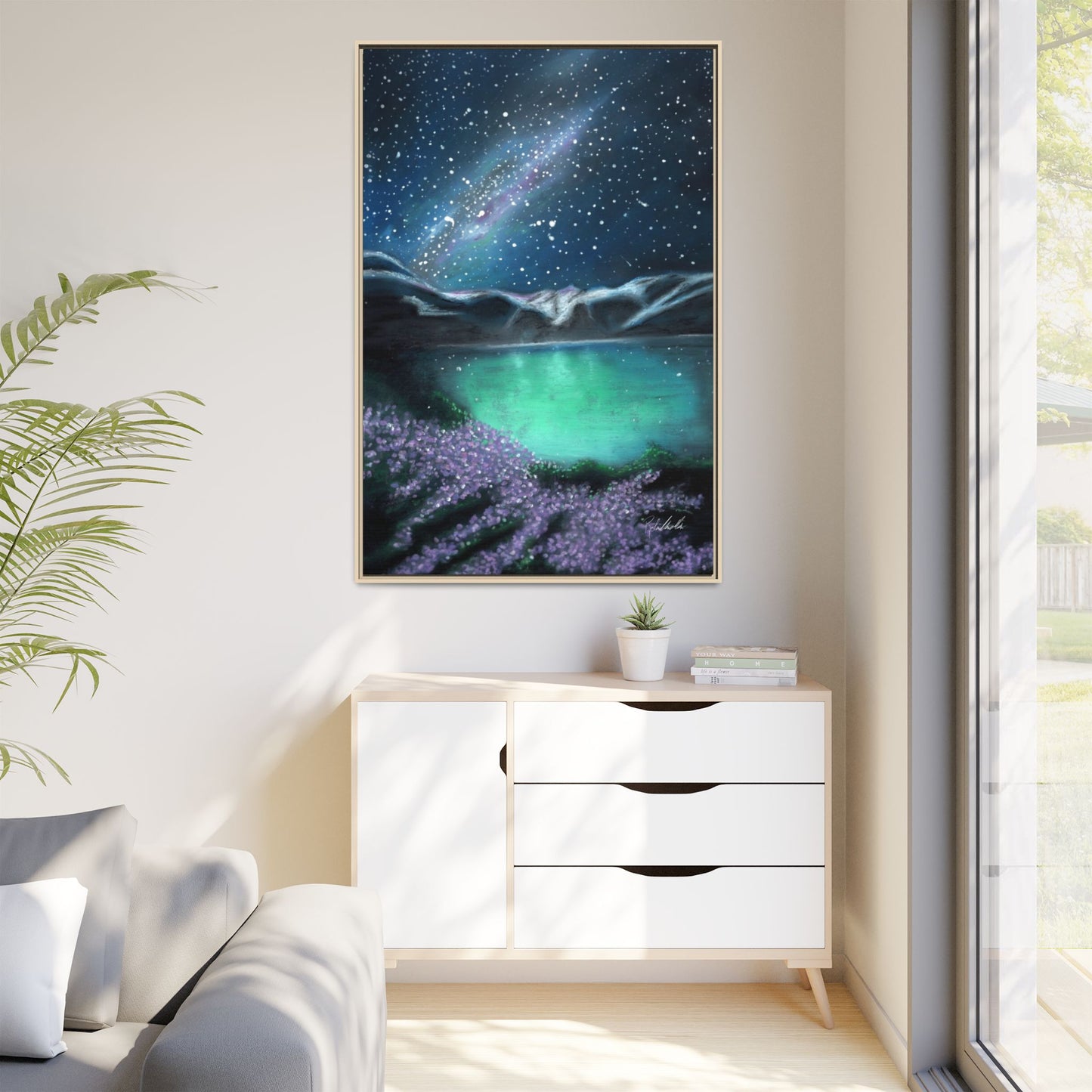 Night Sky over Spring Lake Framed Wall Art