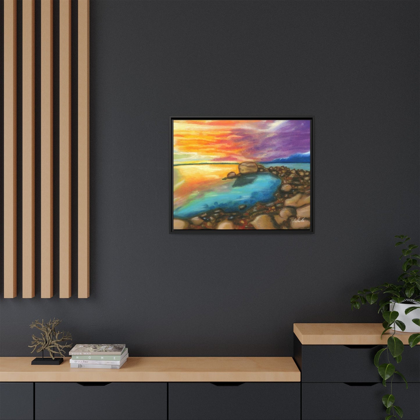 Sunset Ocean Beach Framed Wall Art