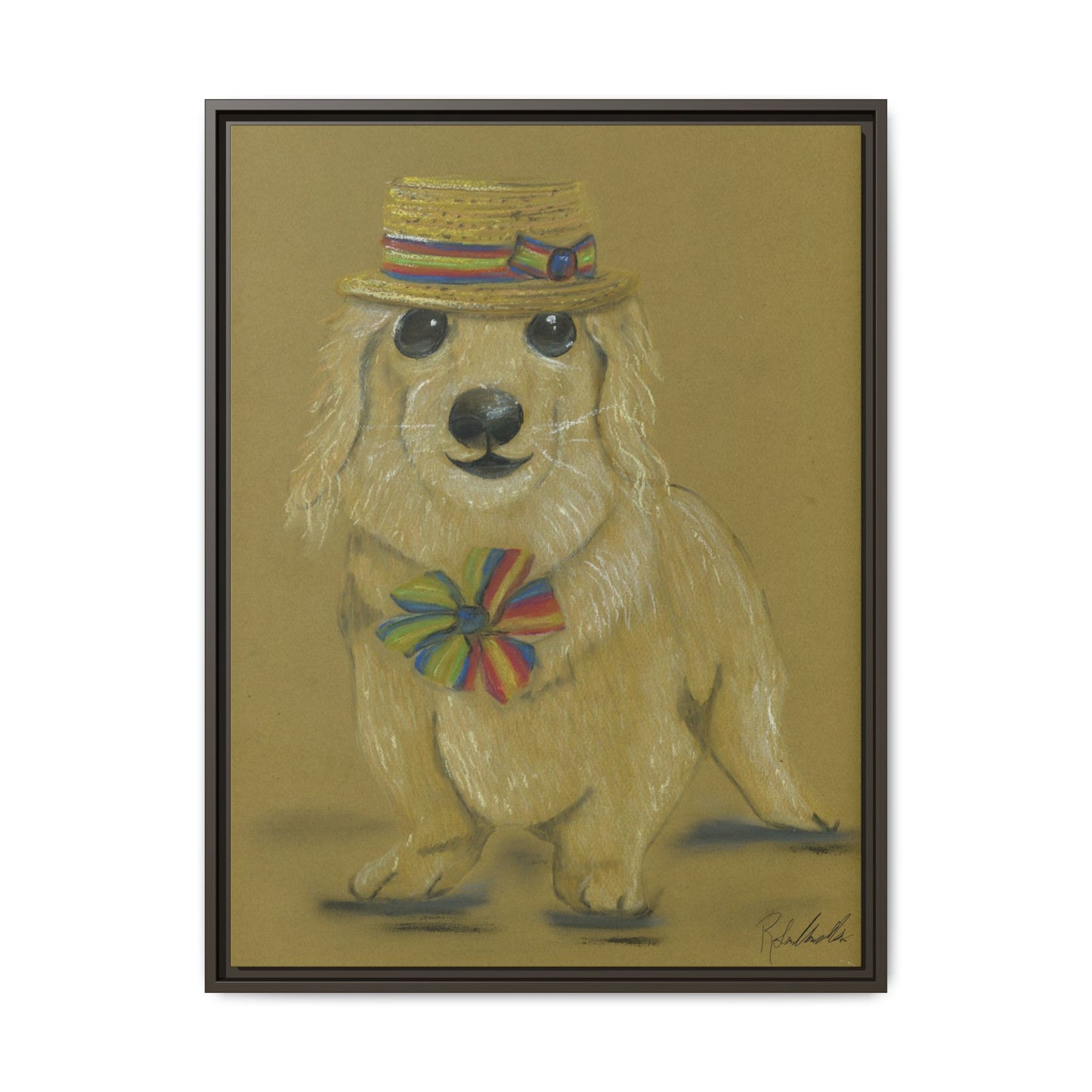Weiner Dog in Hat Framed Wall Art