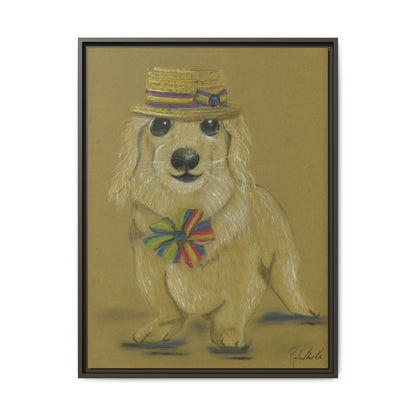 Weiner Dog in Hat Framed Wall Art
