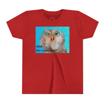 Youth Owl Tee "Hoo You Looking At?" - Cute Kids Graphic T-Shirt
