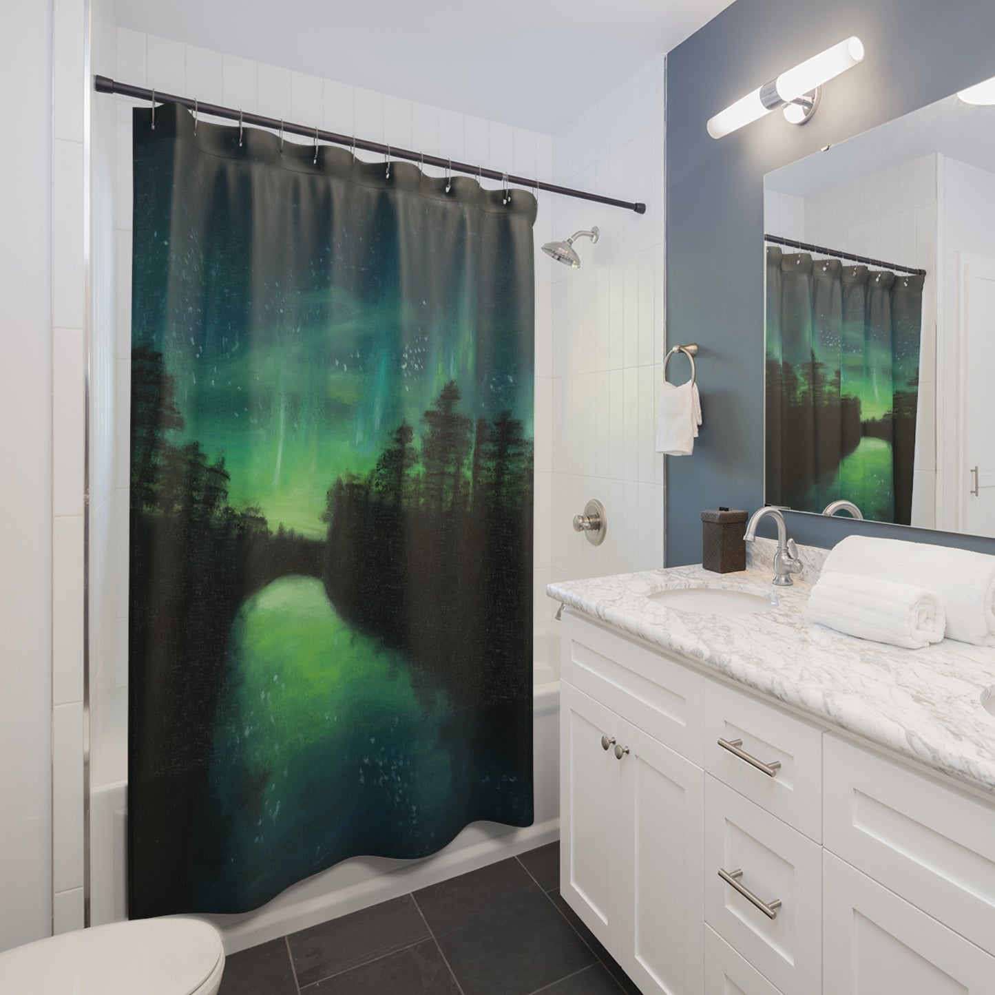 Aurora Borealis Night Sky Shower Curtain