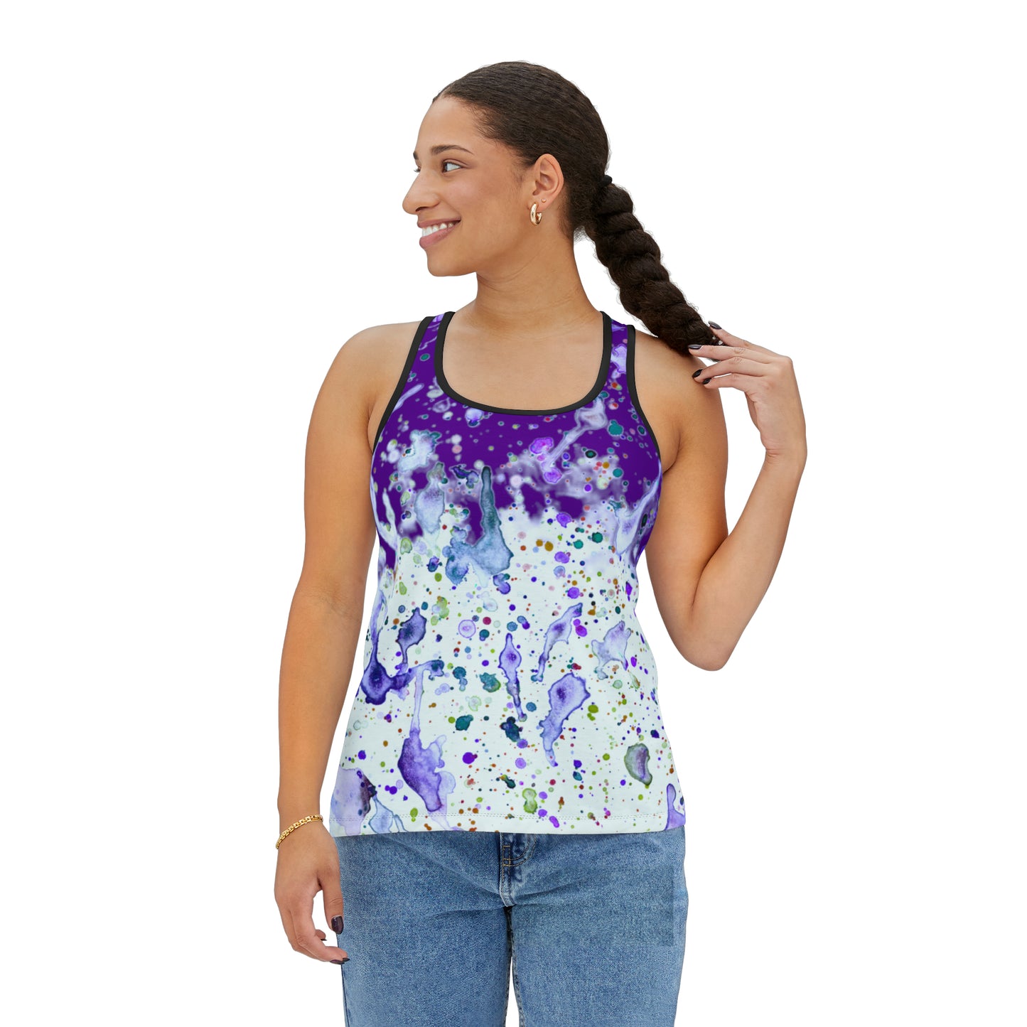 Purple Color Splash Women's Tank Top (AOP)