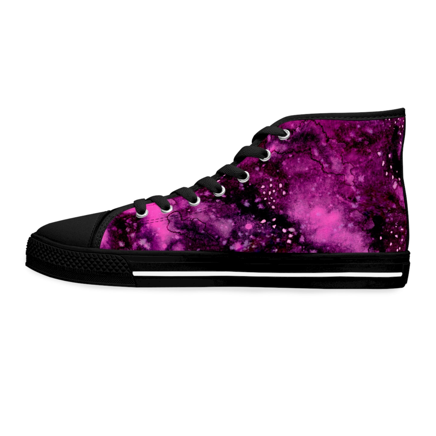 Women's High Top Sneakers — Magenta Galaxy Print Cosmic Canvas Shoes