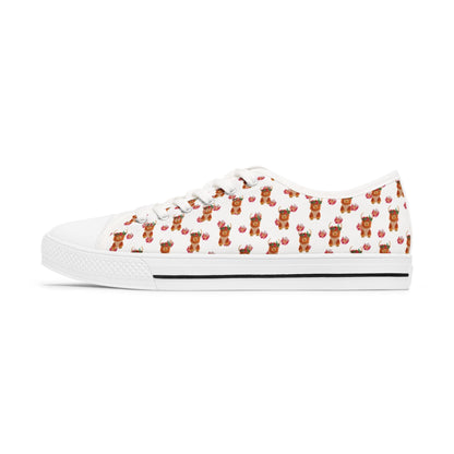Low Top Sneakers — Cute Highland Cow Print Women's Canvas Shoes