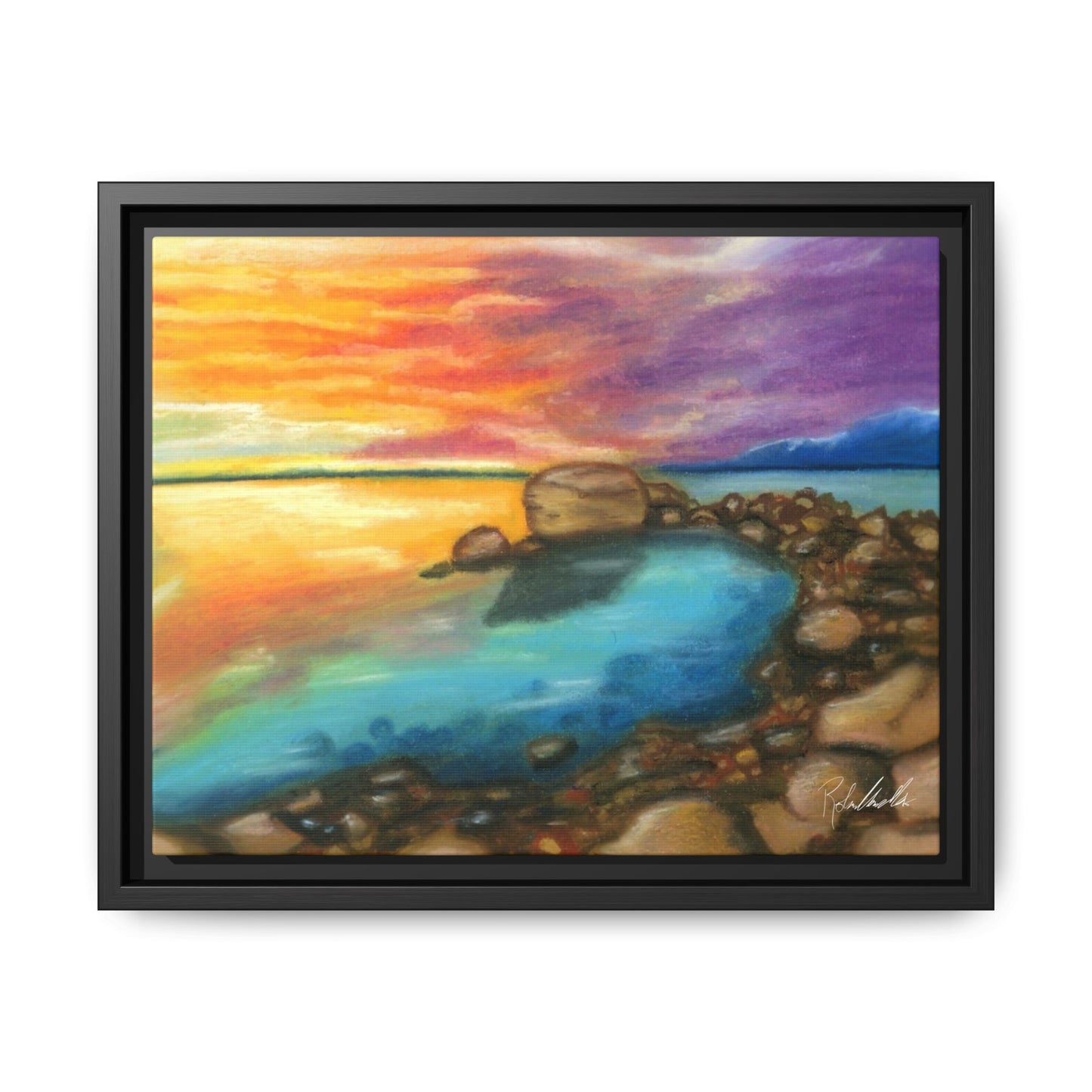 Sunset Ocean Beach Framed Wall Art