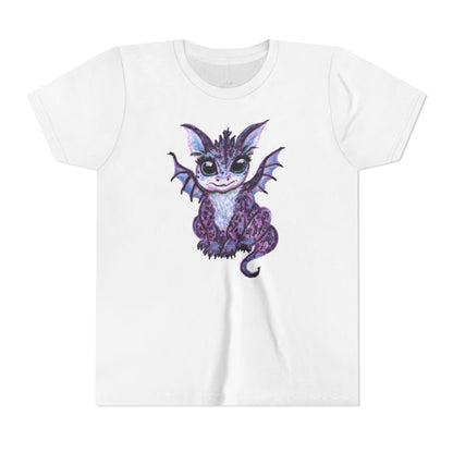 Youth Tee — Cute Purple Baby Dragon Illustration Kids Shirt