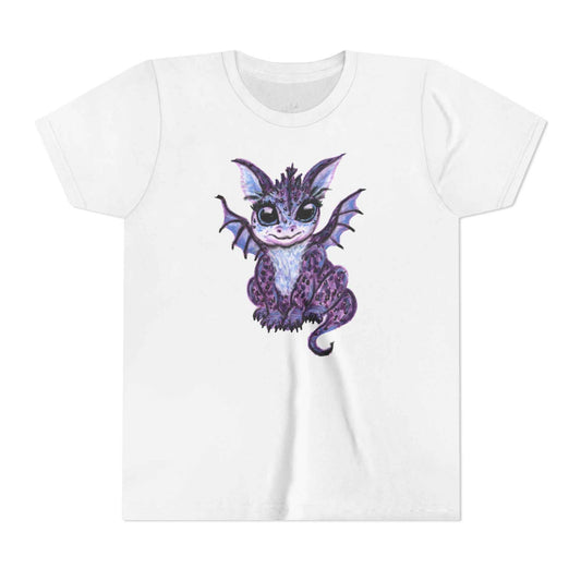 Youth Tee — Cute Purple Baby Dragon Illustration Kids Shirt