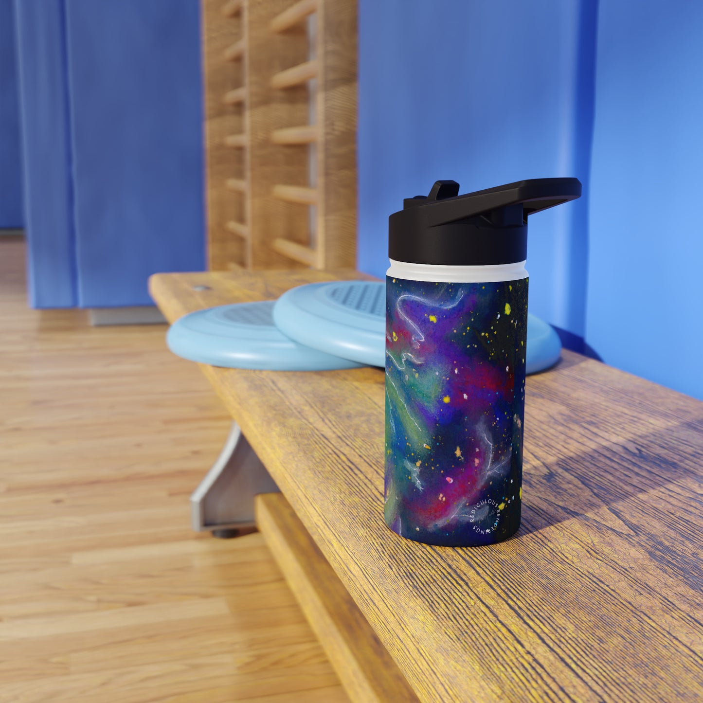 Rainbow Vortex Galaxy Stainless Steel Water Bottle, Standard Lid