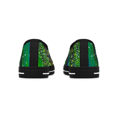 Women's Low Top Sneakers — Green Galaxy Print