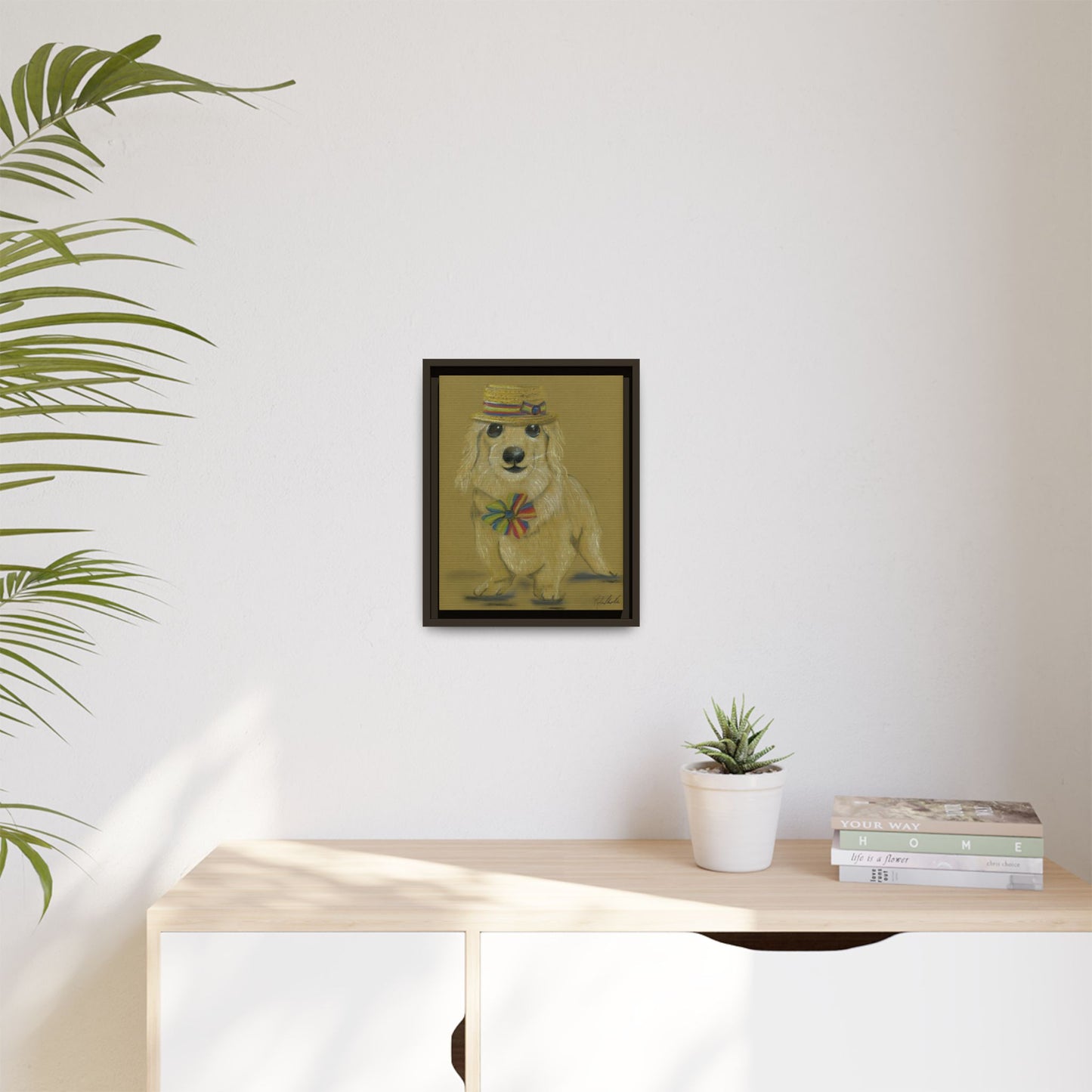 Weiner Dog in Hat Framed Wall Art
