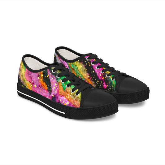Low Top Sneakers — Vibrant Neon Galaxy Art Print for Women