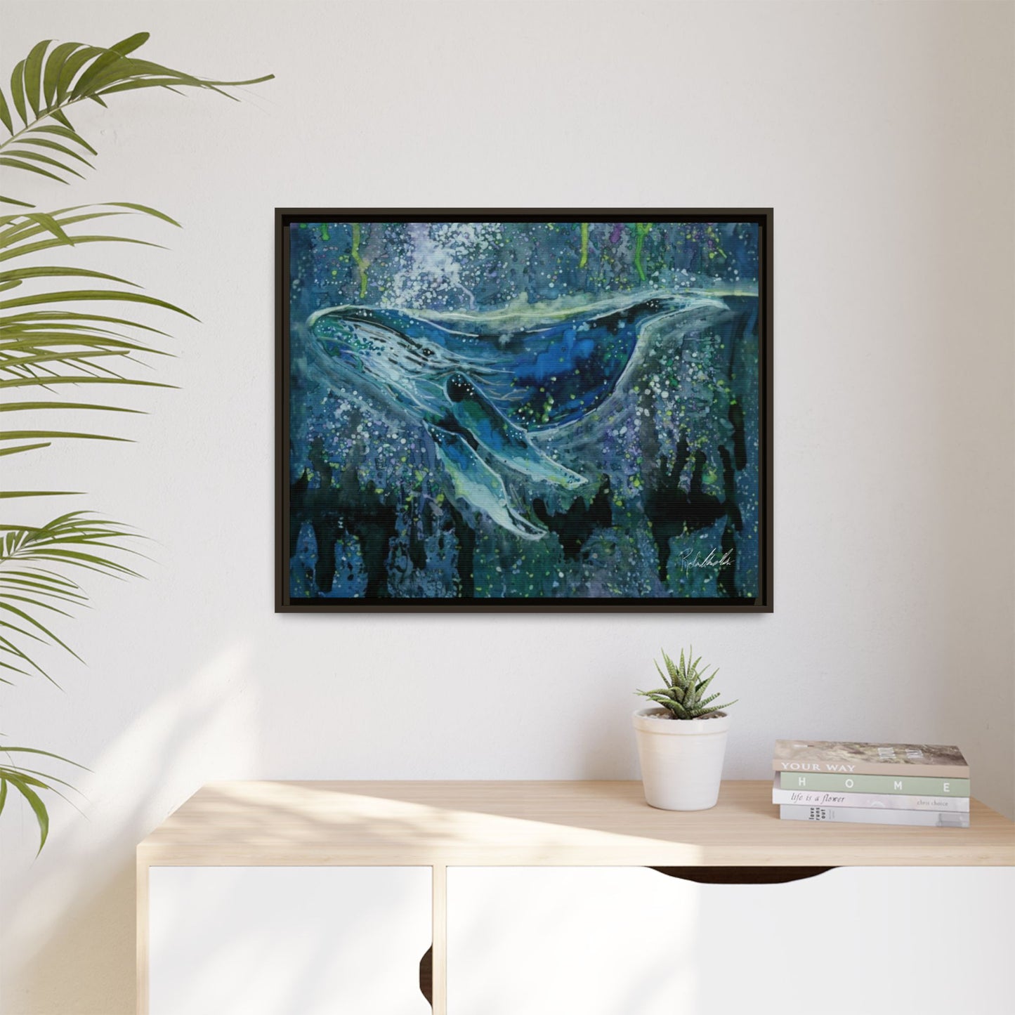 Watercolor Whale Framed Wall Art