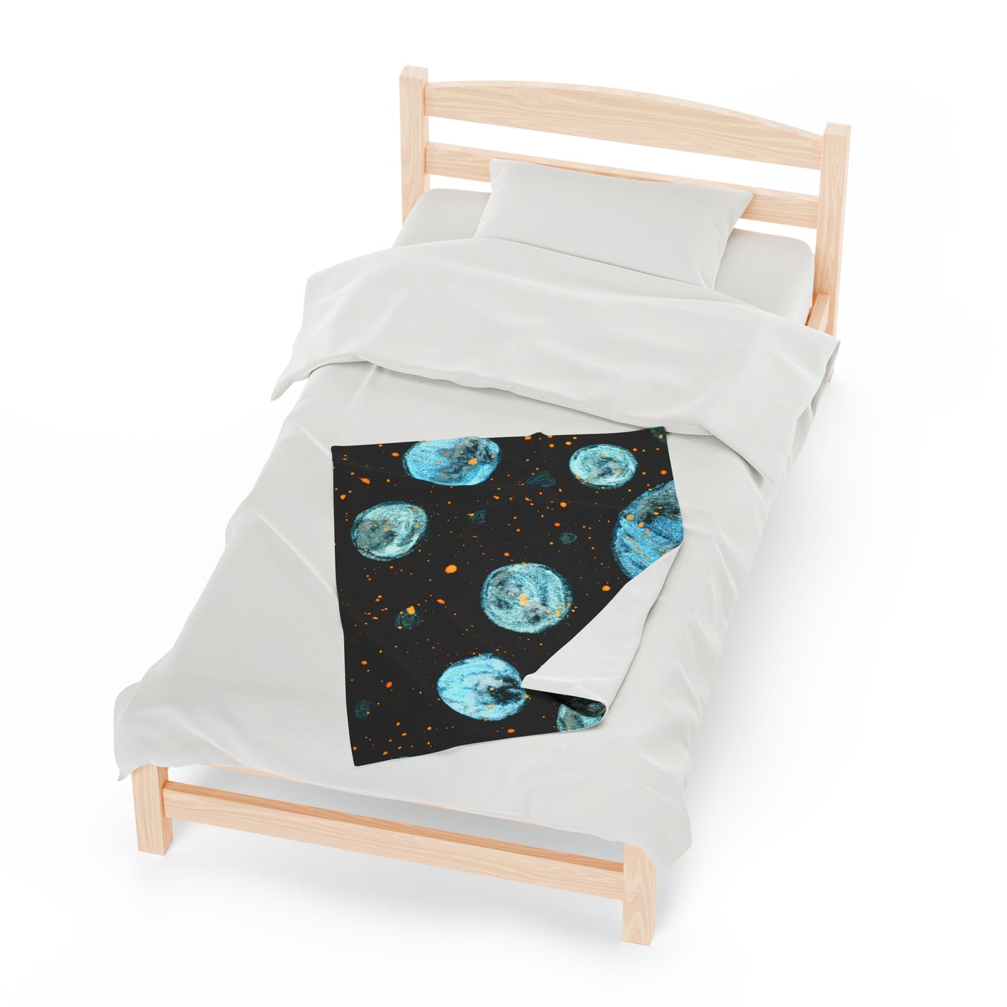 Little Blue Planets Galaxy Velveteen Plush Blanket