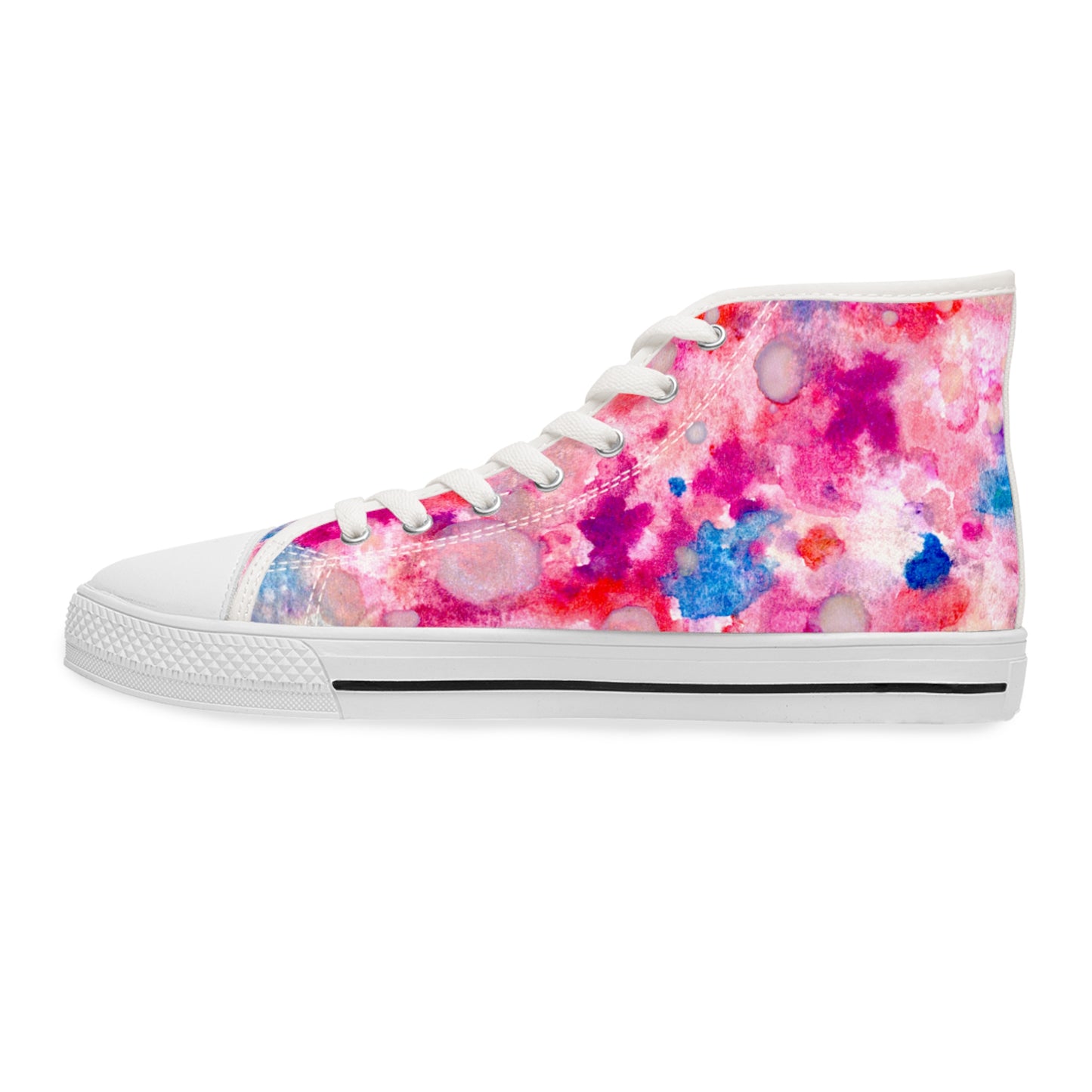 Women’s High Top Sneakers — Pink Blue Watercolor Tie-Dye Pattern
