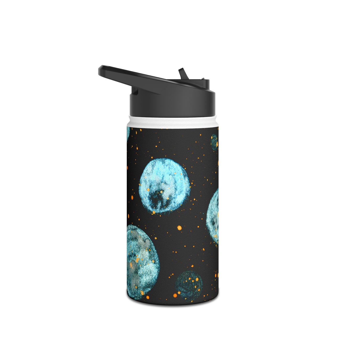 Little Blue Planets Galaxy Stainless Steel Water Bottle, Standard Lid