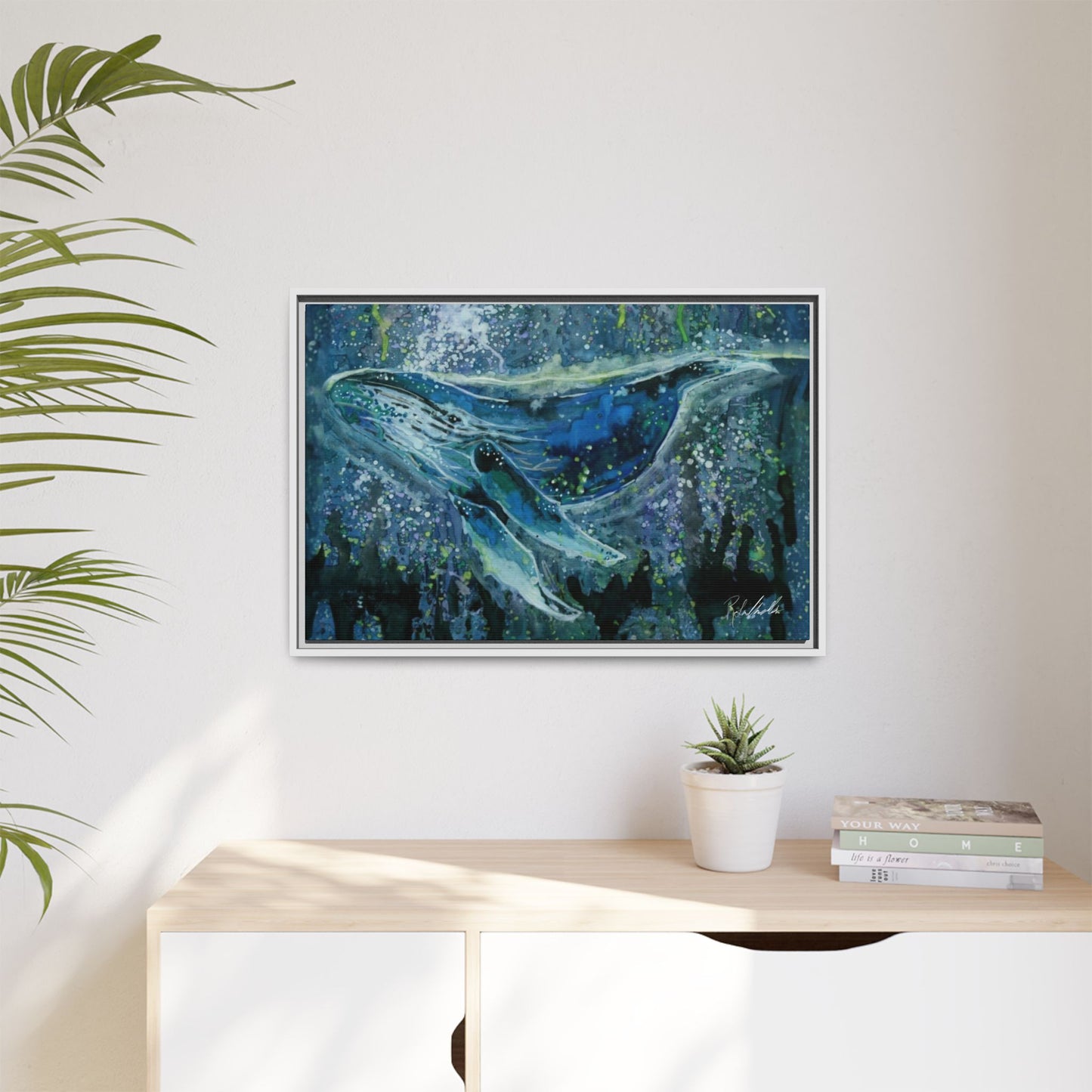 Watercolor Whale Framed Wall Art