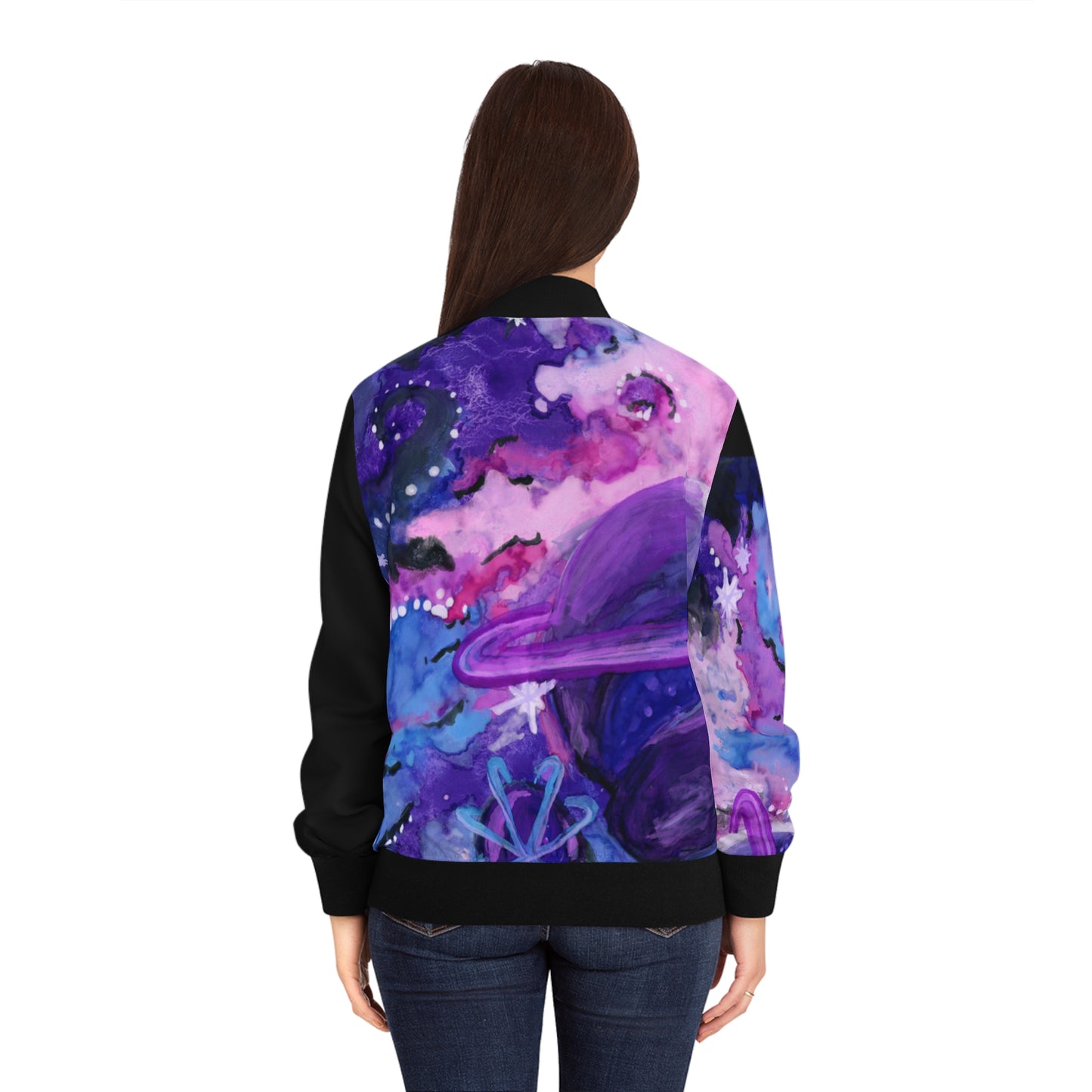 Purple Galaxy Women's Bomber Jacket (AOP)