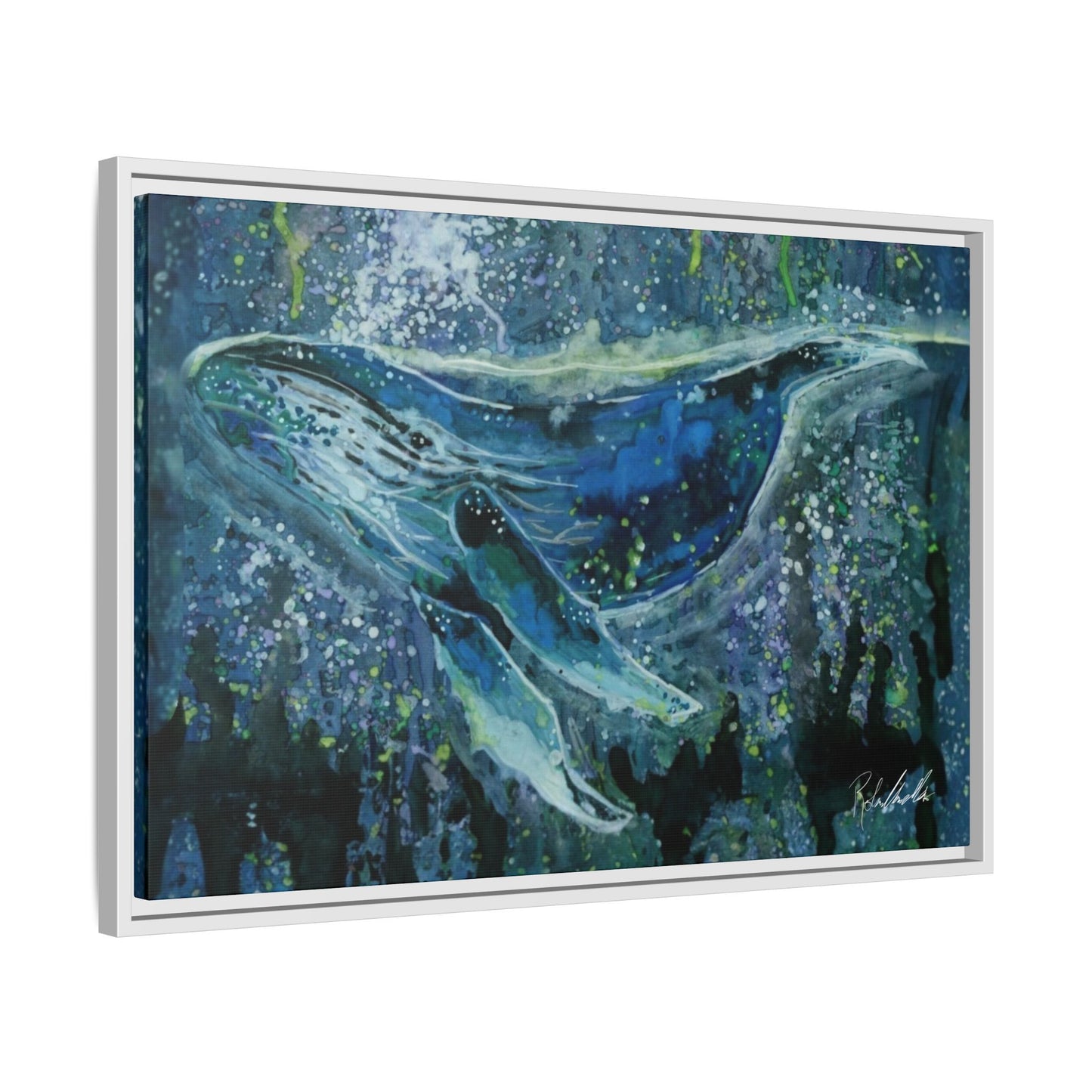 Watercolor Whale Framed Wall Art