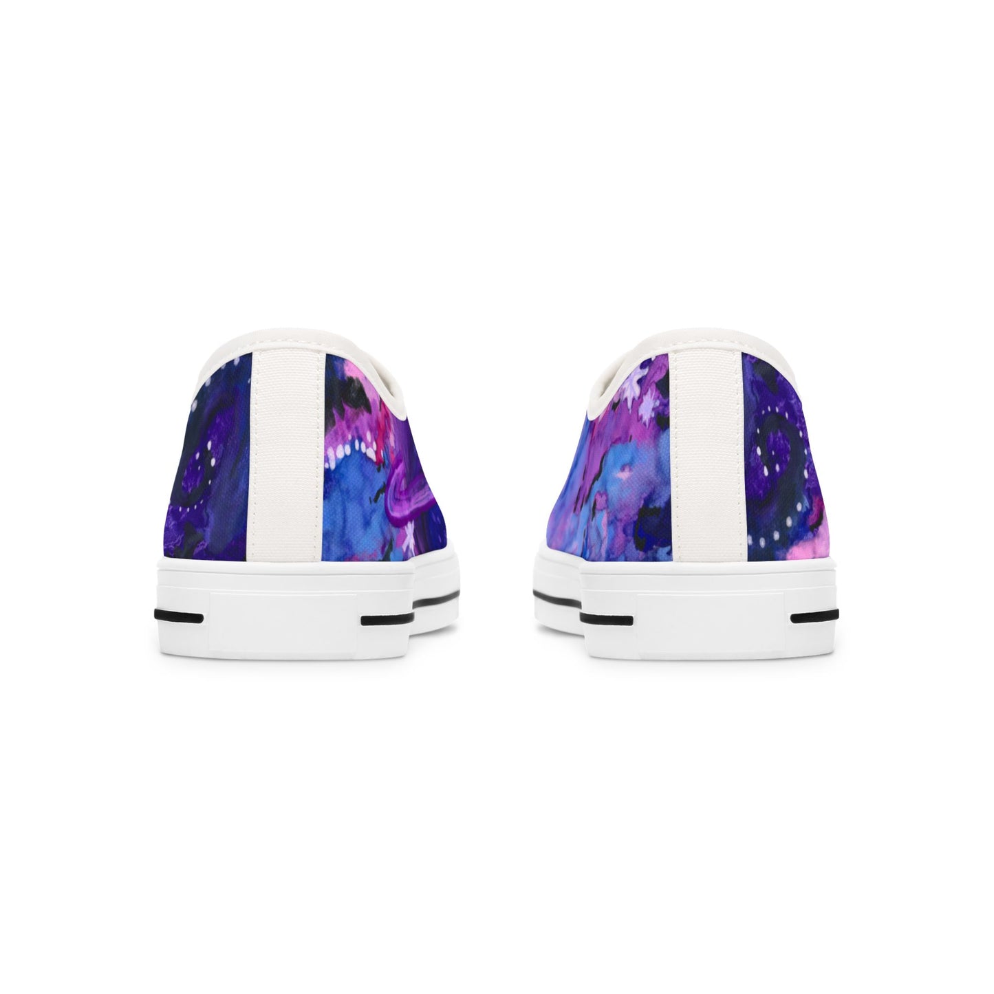 Purple Galaxy Women's Low Top Sneakers — Abstract Tie-Dye Cosmic Design