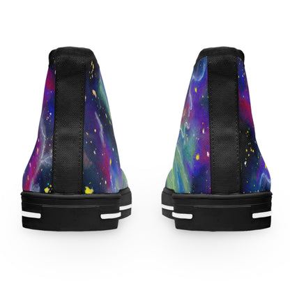 Galaxy Swirl High-Top Sneakers — Colorful Cosmic Women's Canvas Shoes