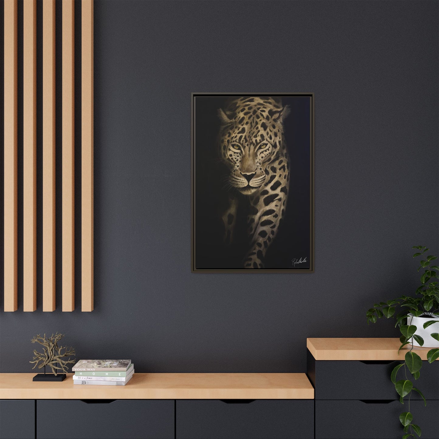 Leopard at Night Framed Wall Art