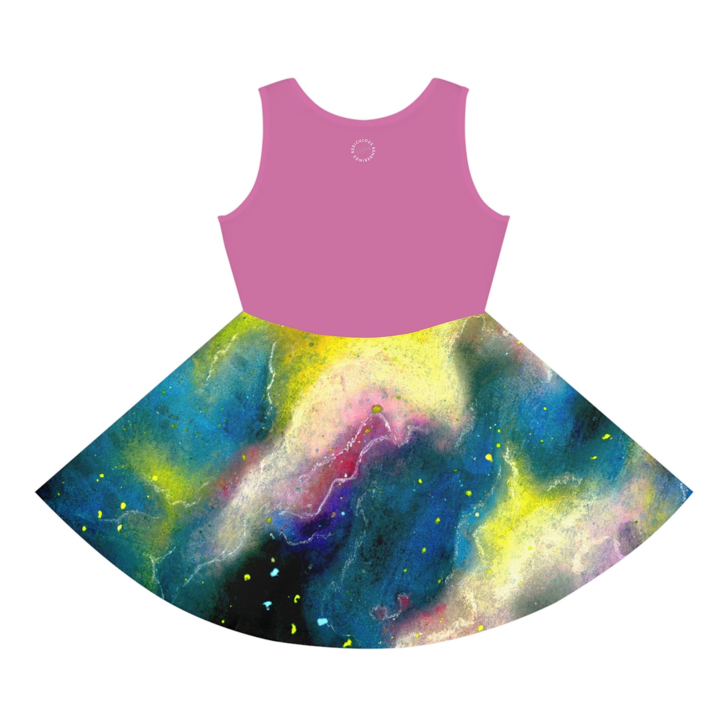 Light Pink Top Sunrise Galaxy Girls' Sleeveless Sundress (AOP)