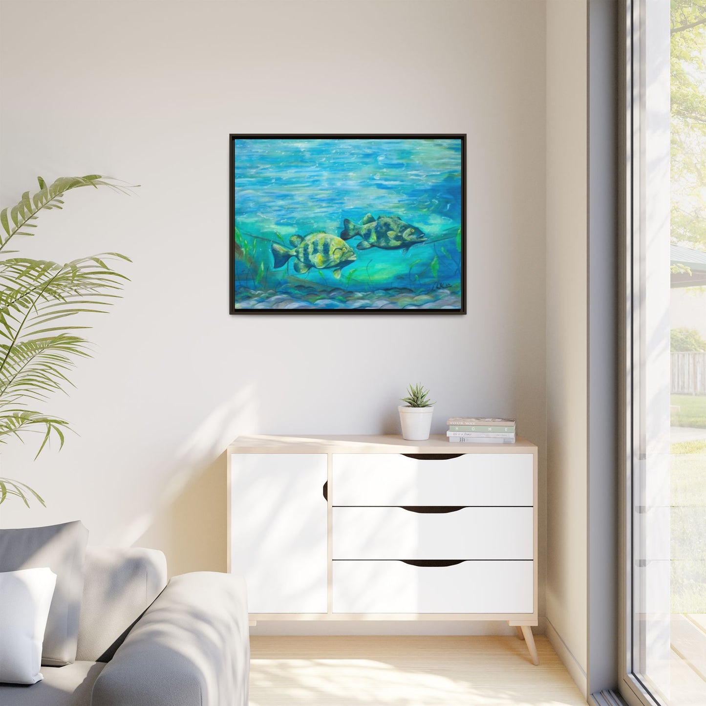 Framed Matte Canvas - Underwater Fish Scene