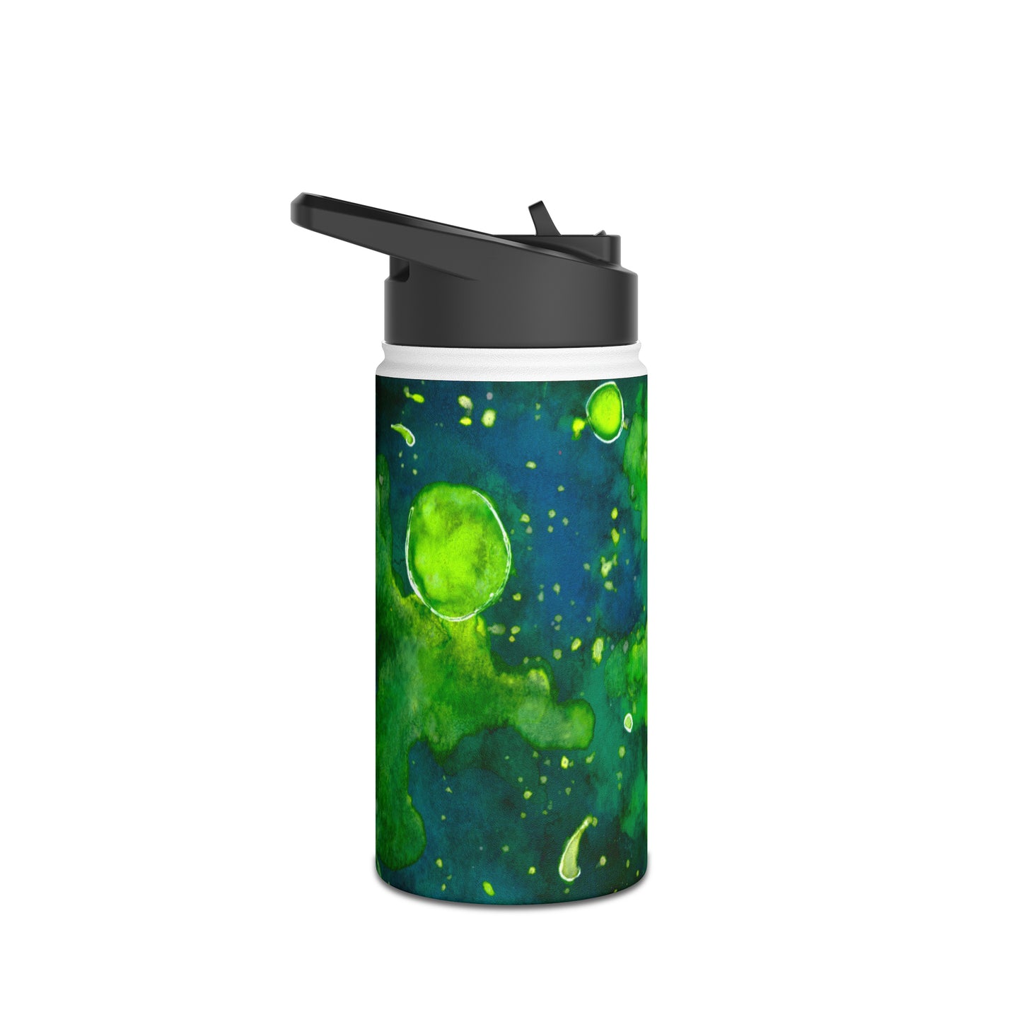 Green Galaxy Stainless Steel Water Bottle, Standard Lid