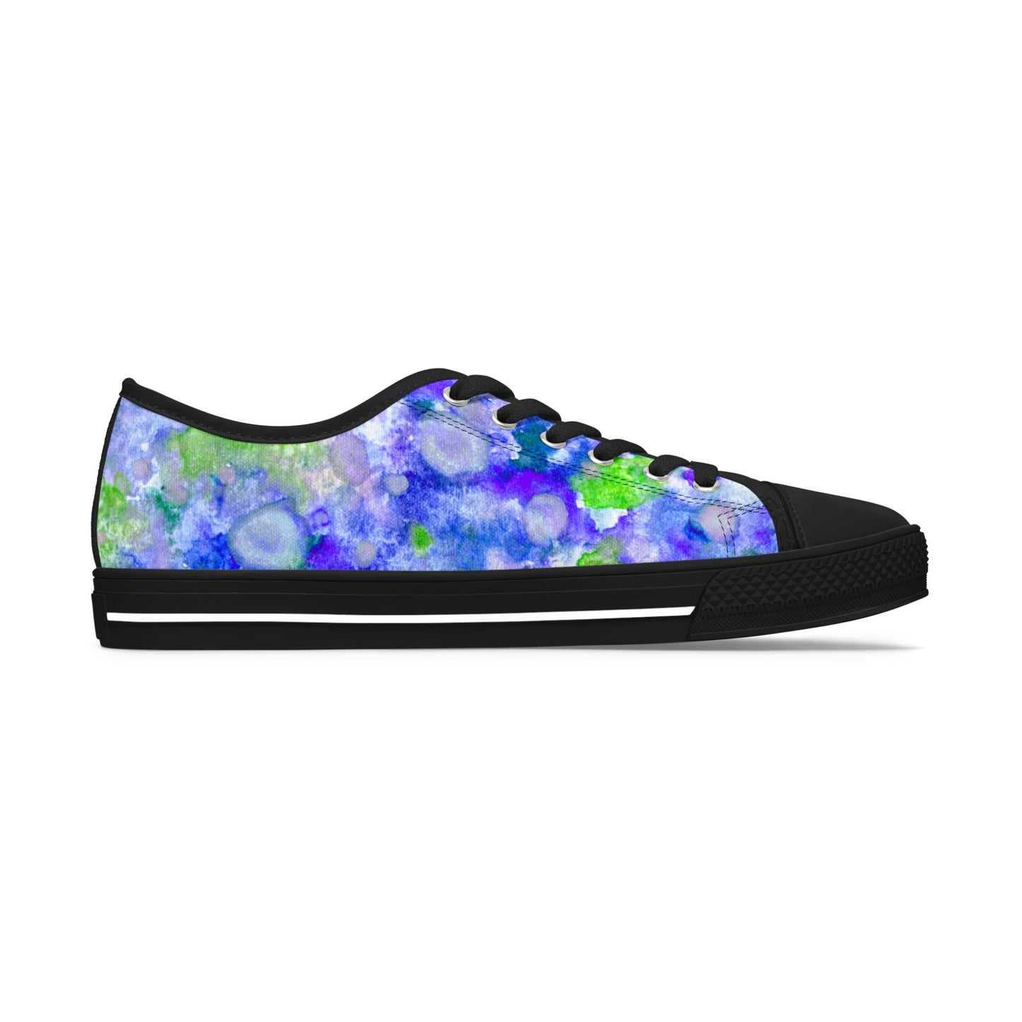 Floral Blur Women's Low Top Sneakers – Blue & Green Watercolor Print