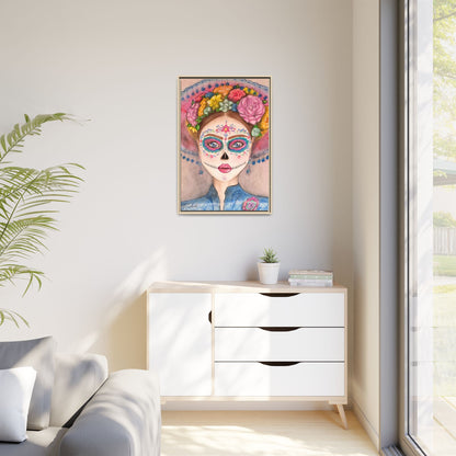 Day of the Dead Skull Woman Framed Wall Art