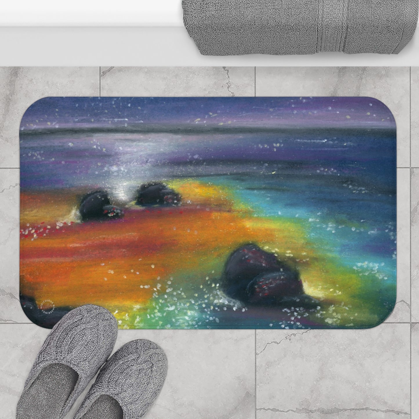 Night Beach Bath Mat