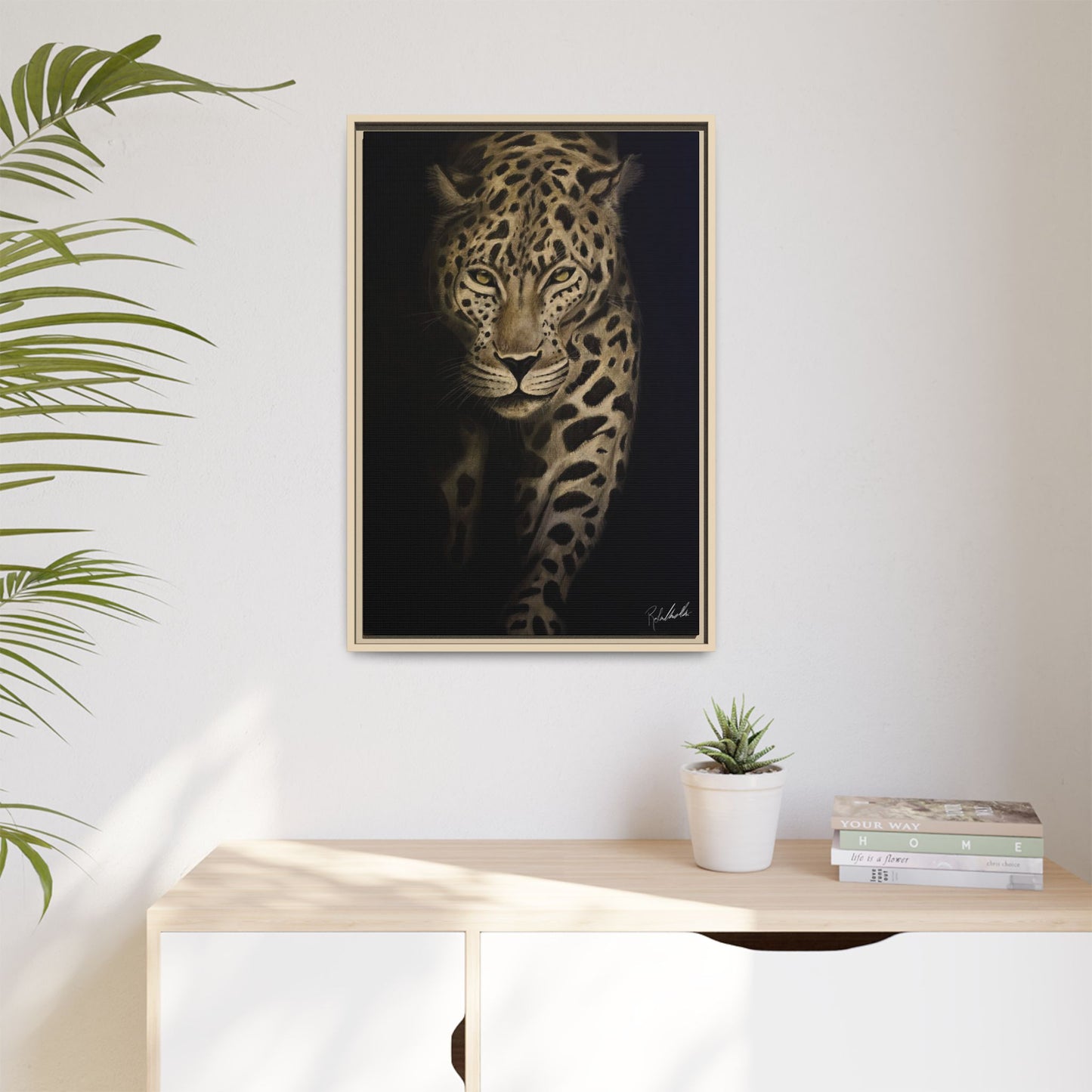 Leopard at Night Framed Wall Art