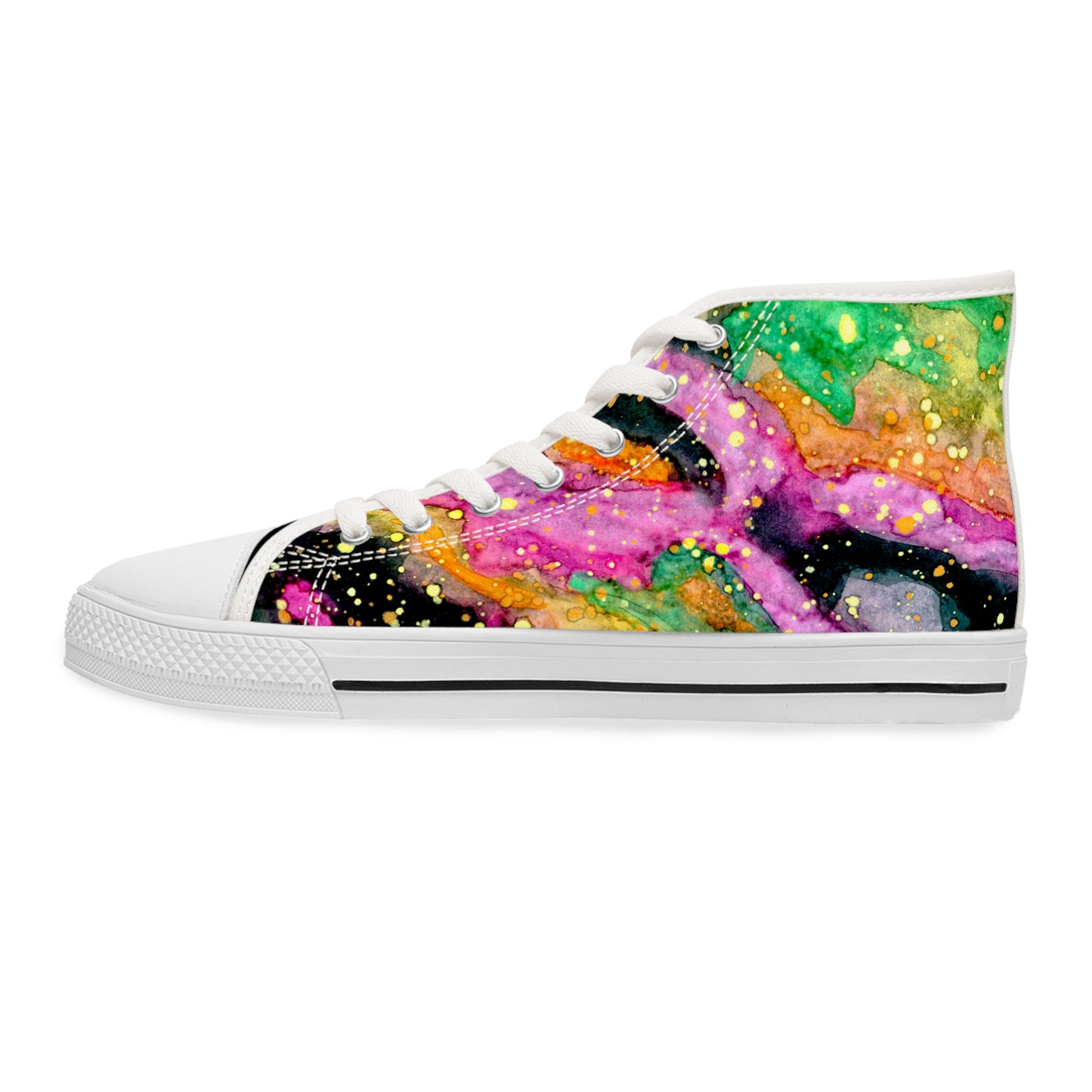 Neon Galaxy Unisex Classic High Top Sneakers Closed Toe Casual Walking Fashion Shoes