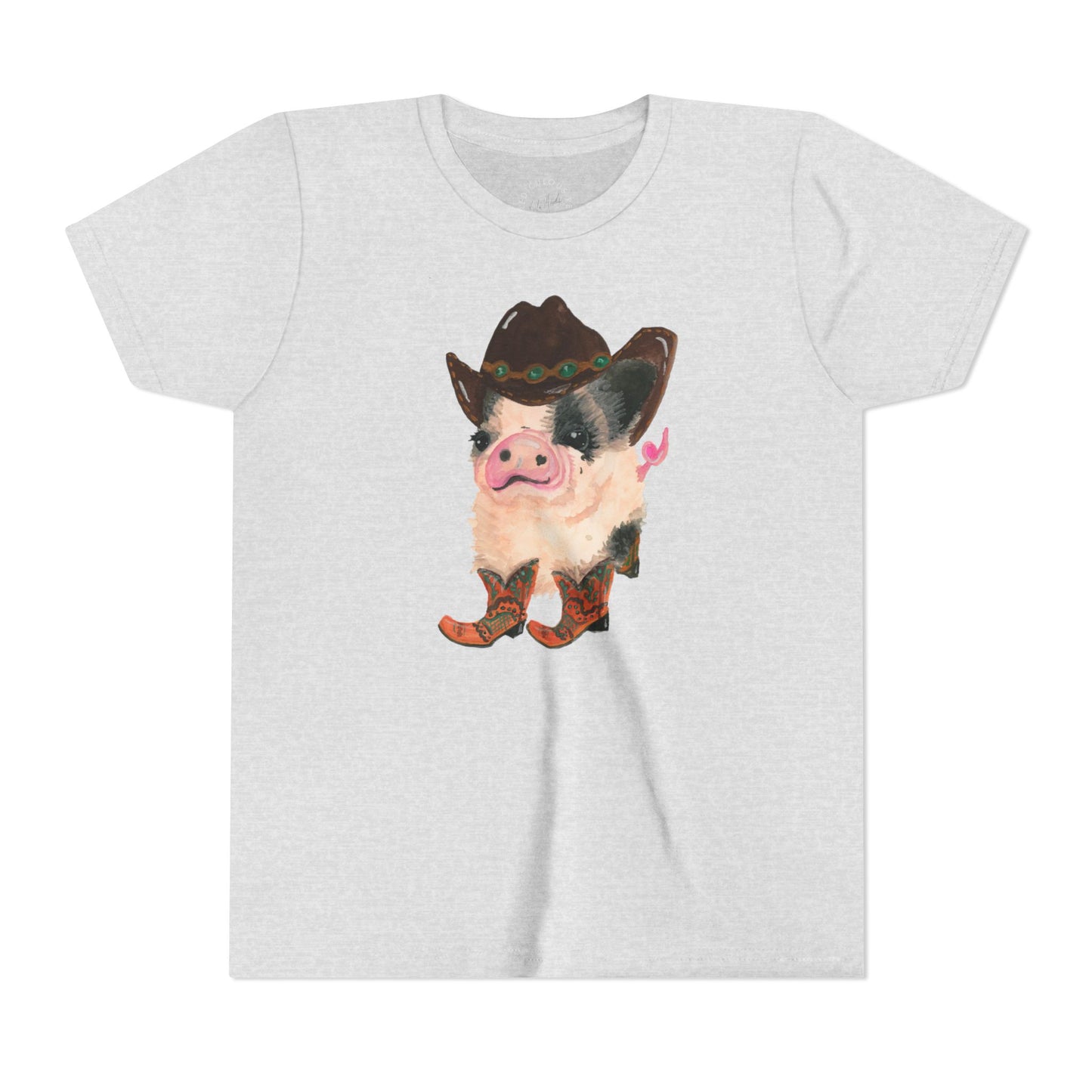 Cowboy Pig Kids Tee — Cute Western Pig in Cowboy Hat & Boots Youth T-Shirt