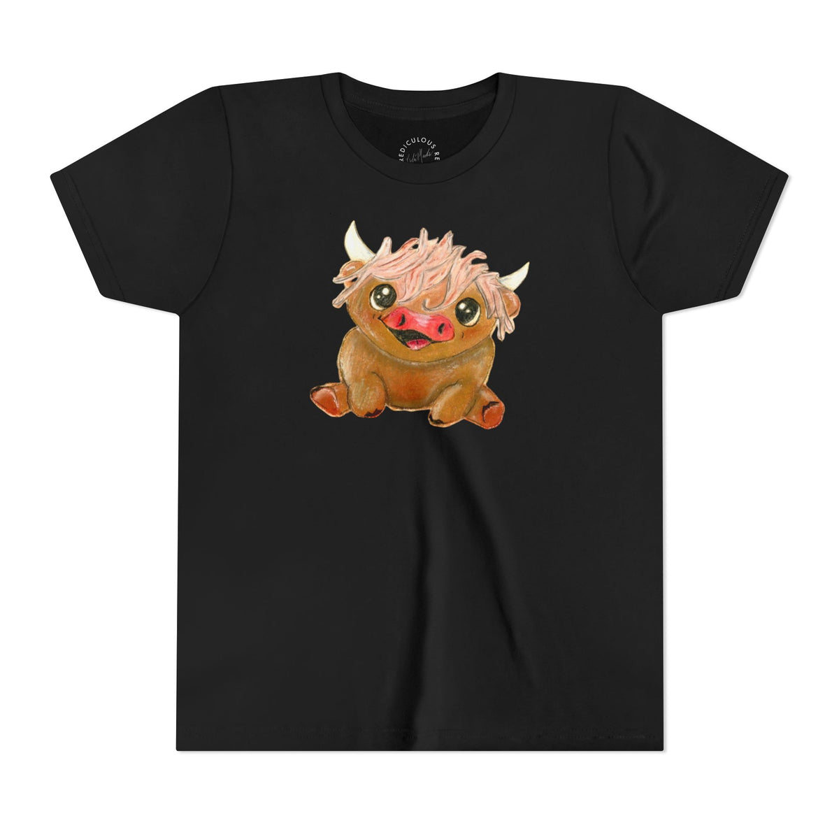Cute Highland Cow Kids T‑Shirt — Adorable Baby Cow Graphic Youth Tee
