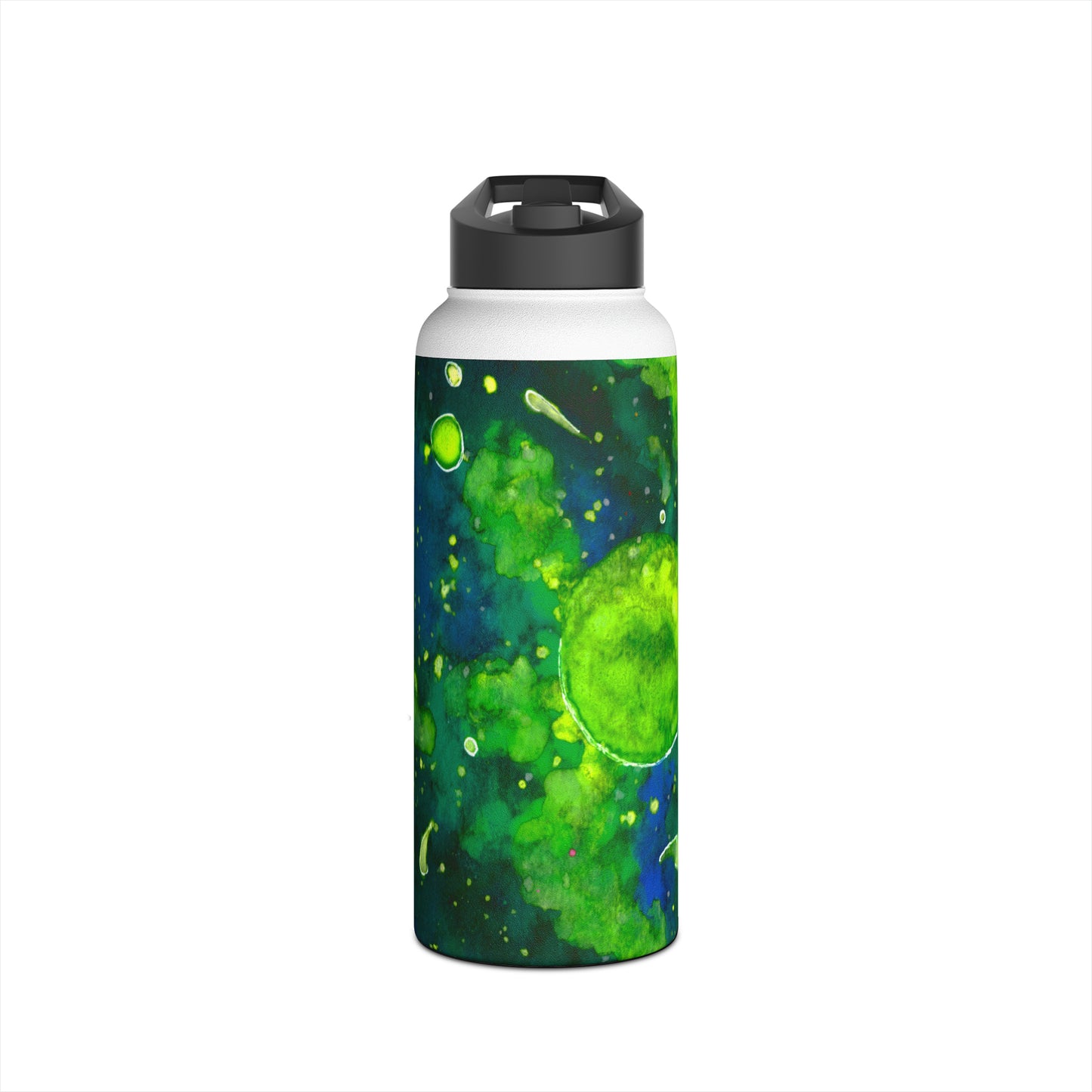 Green Galaxy Stainless Steel Water Bottle, Standard Lid