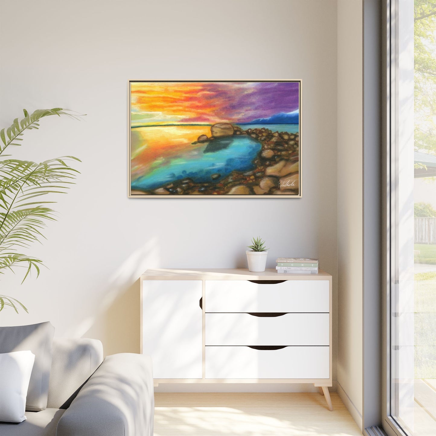 Sunset Ocean Beach Framed Wall Art