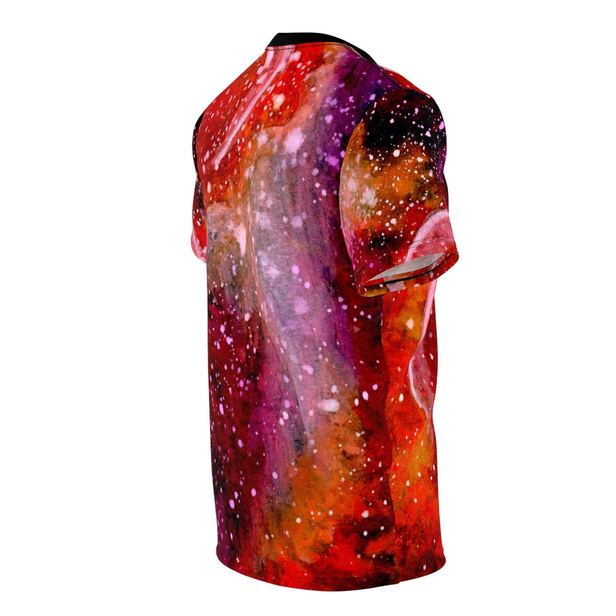 Galaxy Nebula All-Over Print Tee — Red Cosmic Astronaut Silhouette