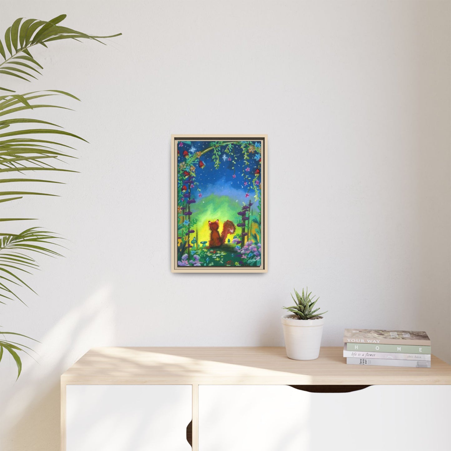 Fox Under Flowers Framed Wall Art