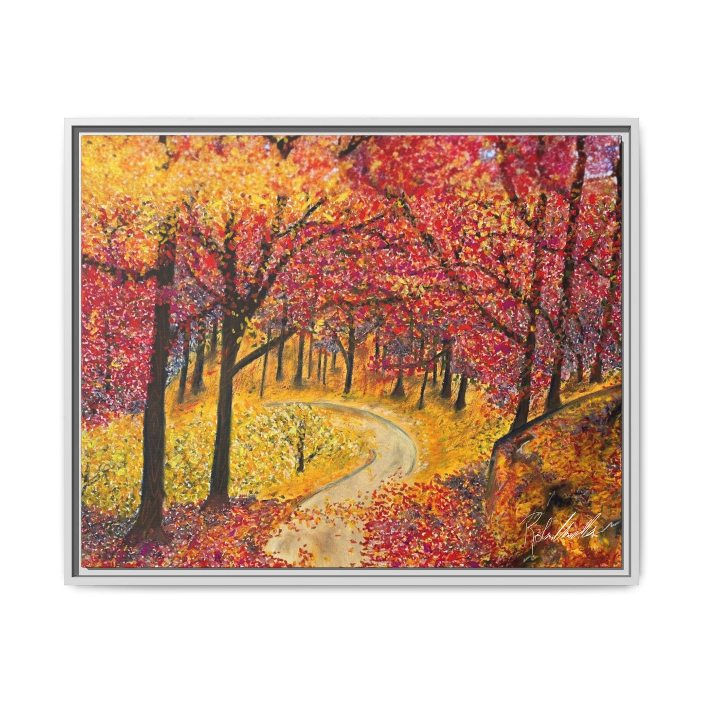 Vibrant Fall Forest Framed Wall Art