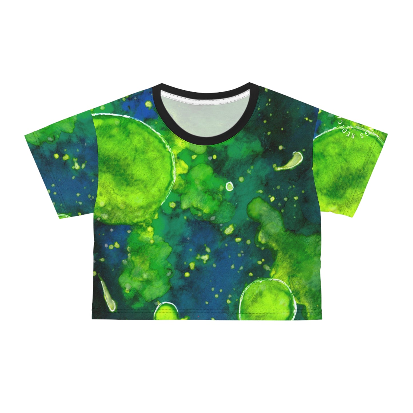 Green Watercolor Galaxy Crop Tee