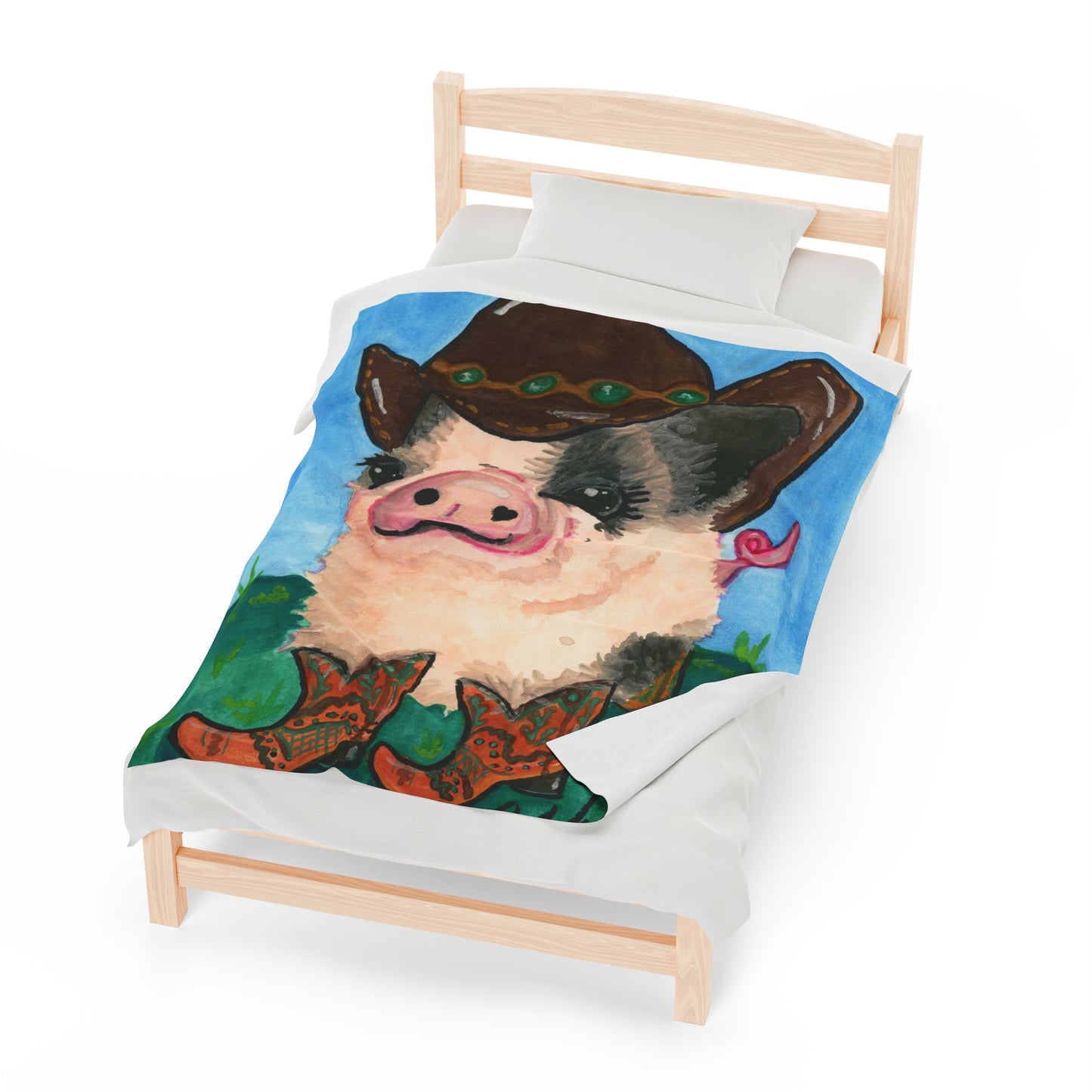 Cowboy Pig Velveteen Plush Blanket