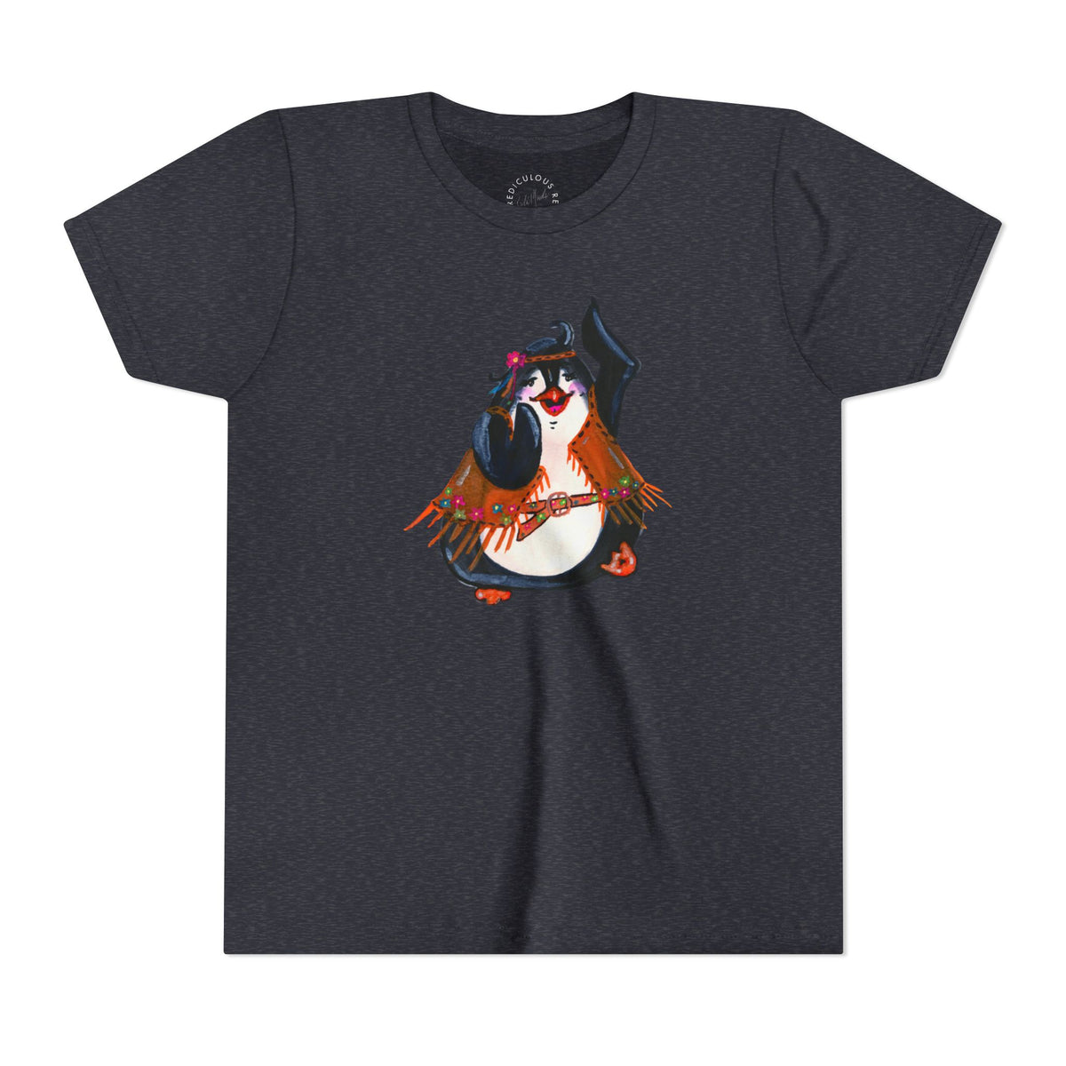 Kids Dancing Penguin Tee — Cute 60s Retro Penguin Graphic Youth T‑Shirt