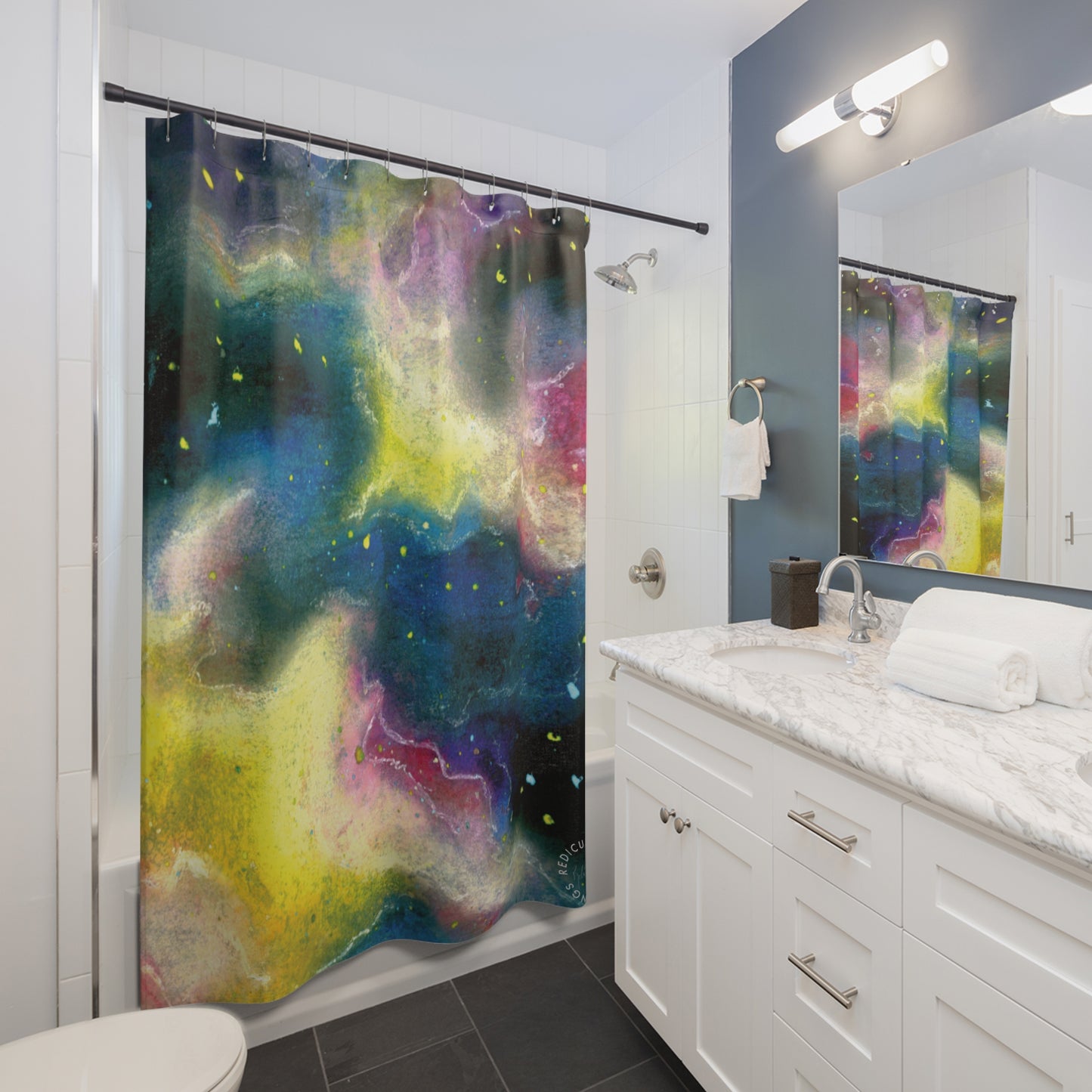 Sunrise Galaxy Shower Curtain for Home Bathroom with Durable One-Sided Print and Waterproof Polyester Material