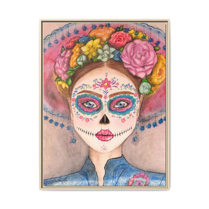 Day of the Dead Skull Woman Framed Wall Art