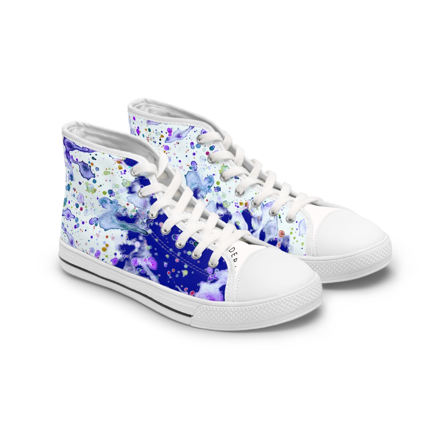 Blue Color Splash Unisex Classic High Top Sneakers Closed Toe Casual Walking Fashion Shoes