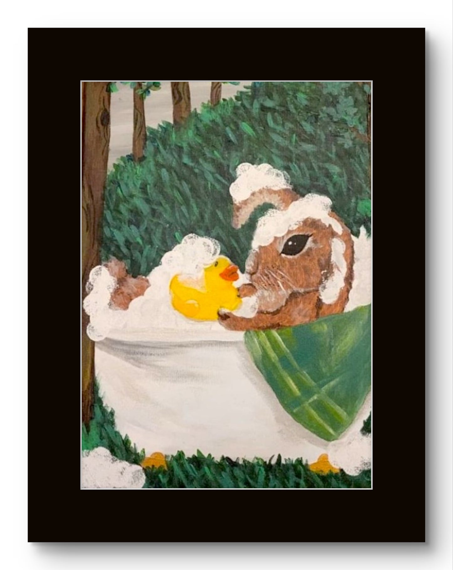 Bunny Rabbit in the Bathtub with Rubber Ducky 8x10 Museum Grade Fine Art Print